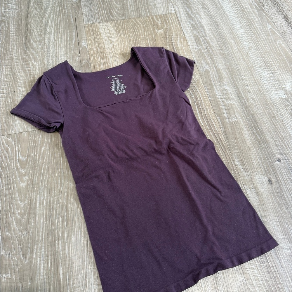 Free People Square Neck Short Sleeve Top - Plum